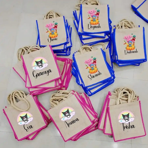 Personalized Eco-Friendly Jute Bags for Kids Lunch Box or Outing